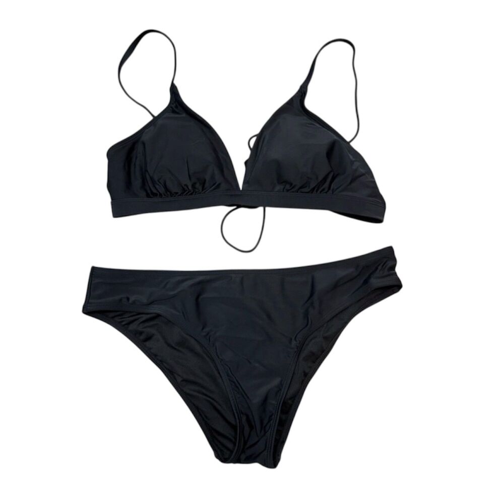 NWT Cupshe Boho Rhapsody Banded Bikini Top & Hipster Bikini Bottoms Black Size M